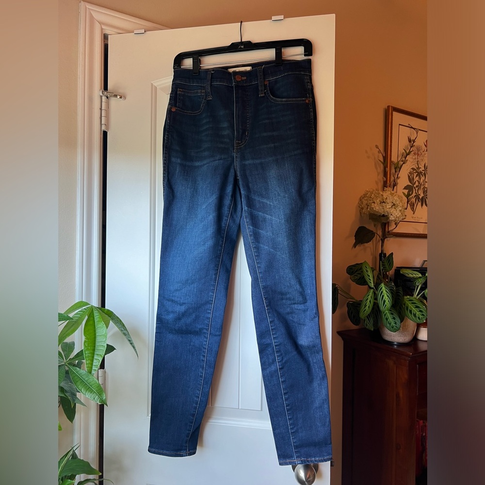 Madewell Darkwash Navy Blue Denim Skinny Stretch Jeans, Size 27